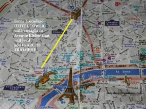MAP GOING TO ARC DE TRIOMPHE, PARIS